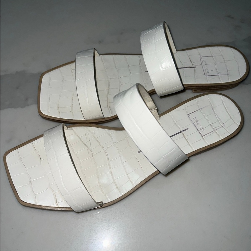 Dolce Vita White Slide Sandals - 9.5